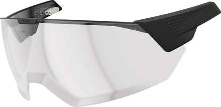 Magnetic clear visor ABUS HYP-E for bicycle helmets, eye protection against wind, rain and sun glare, quick-fit and removable.