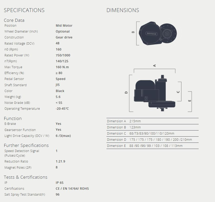 1000w - Complete electrical kit Bafang